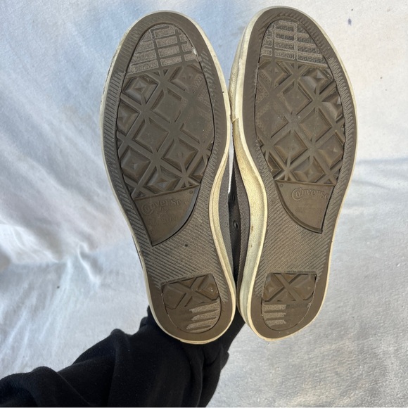 Converse Classic High-Top Canvas Sneakers in Gray with White Logo and Laces - Picture 9 of 10